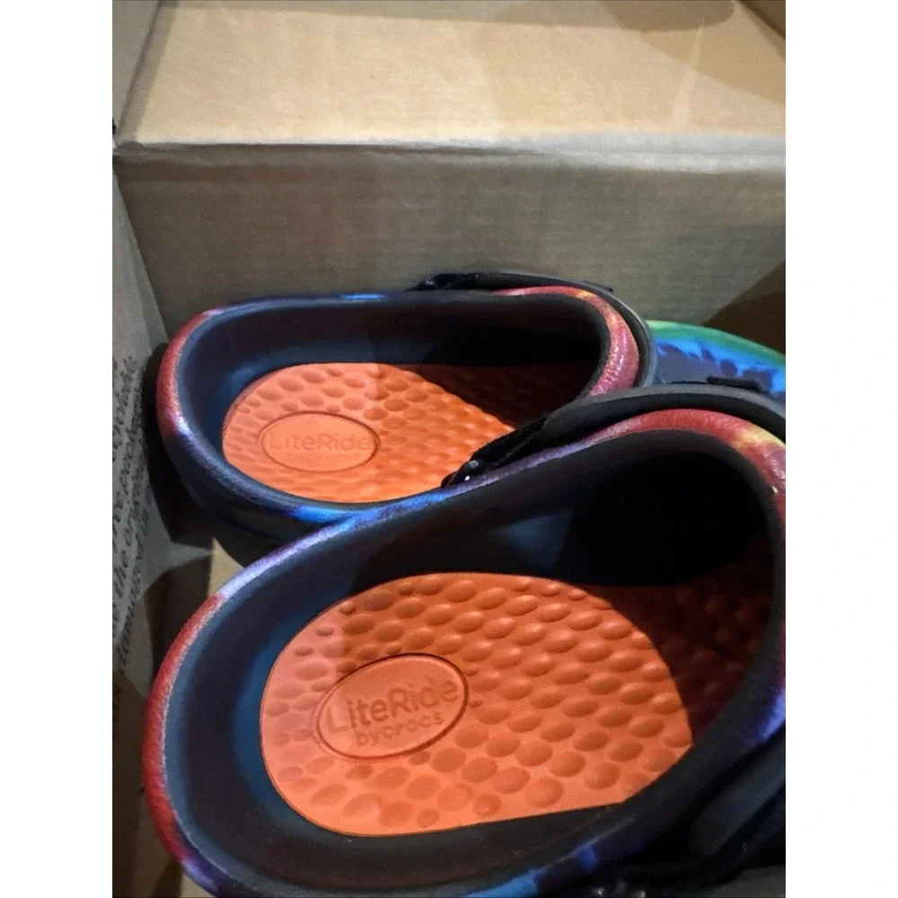Crocs Classic Tie Dye LiteRide Slip‎ on Sandals Clogs Men Size 10 Women Size 12